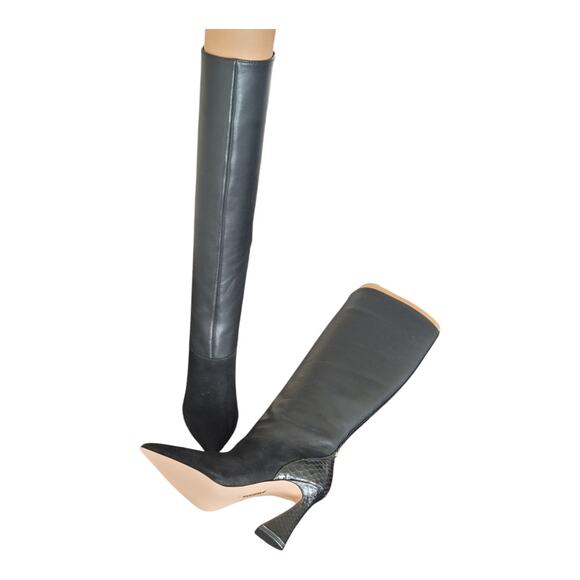 Louise Et Cie Jacobi Mixed Leather Knee High Boots Pointed‎ Toe Women's US 5M - Picture 4 of 10